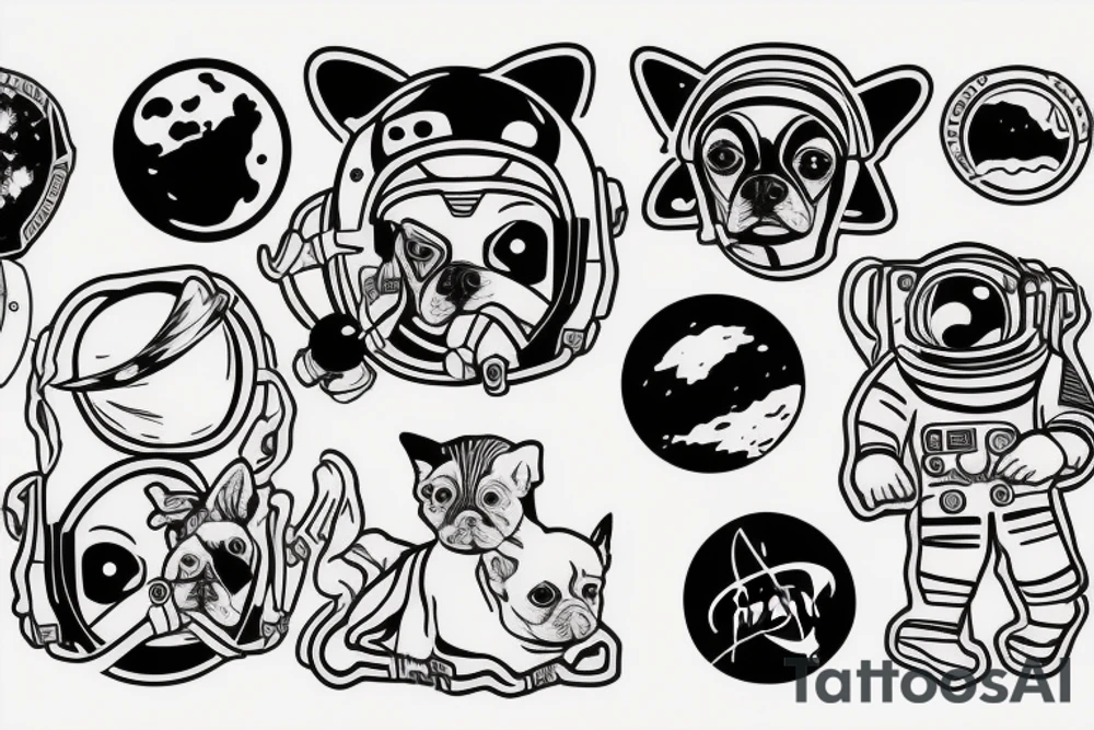 A nasa astronaut walk 4 chihuahuas tattoo idea