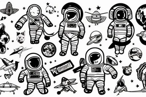 A nasa astronaut walking 4 chihuahuas tattoo idea