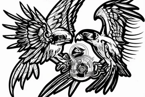 Falcon with the letters C and B in its claws tattoo idea