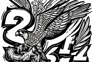 Falcon with the letters C and B in its claws tattoo idea