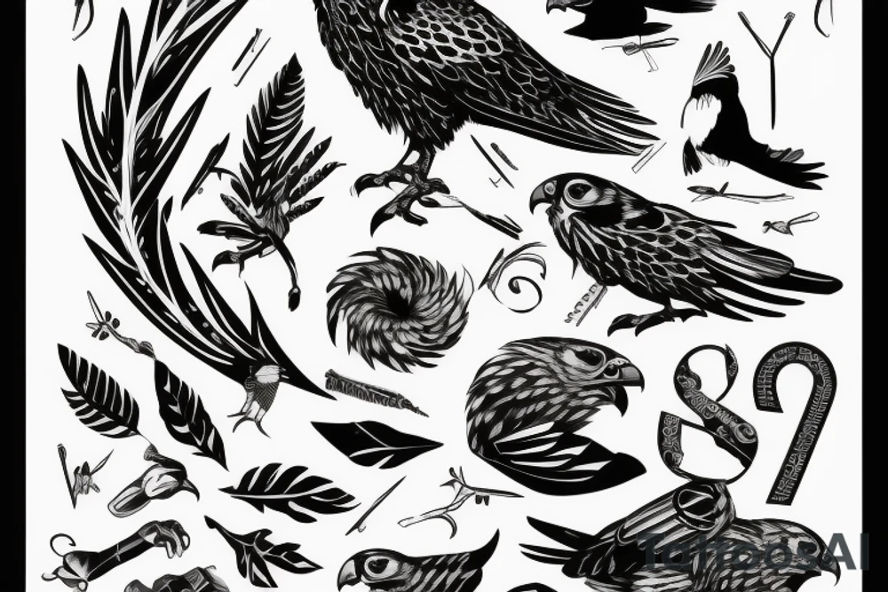 Falcon with the letters C and B in its claws tattoo idea Falcon with the letters C and B in its claws tattoo idea