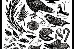 Falcon with the letters C and B in its claws tattoo idea
