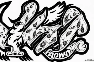 Falcon with the letters C and B in its claws tattoo idea