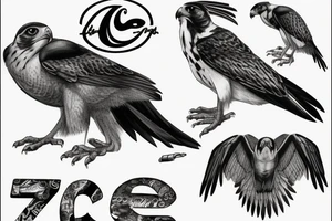 Falcon with the letters C and B in its claws tattoo idea