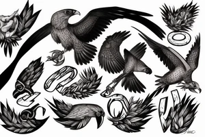 Falcon with the letters C and B in its claws tattoo idea