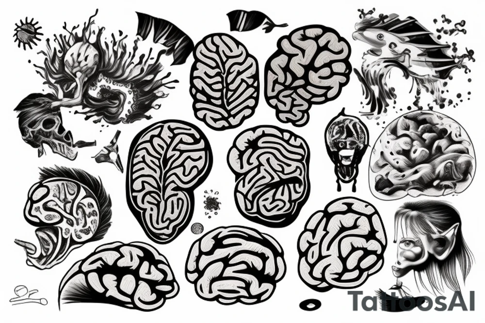 A brain blowing with colours tattoo idea