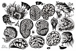A brain blowing with colours tattoo idea