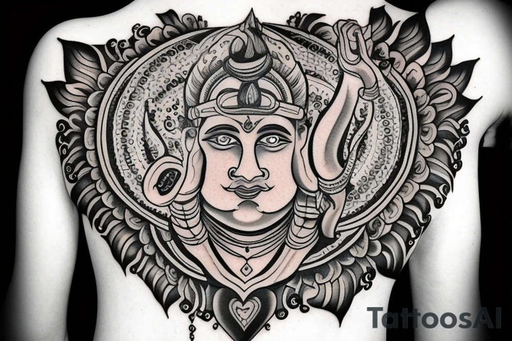 Indian style tatto shiva gods meditation tattoo idea