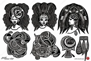 black tribal african auntie tattoo idea