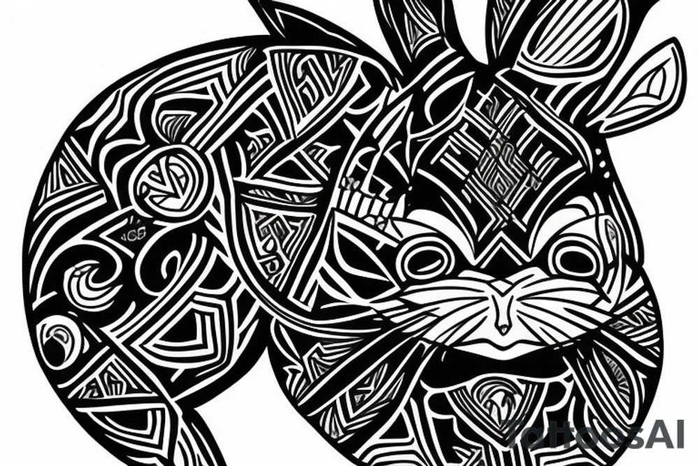 black tribal rabbit tattoo idea