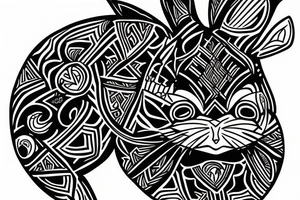 black tribal rabbit tattoo idea