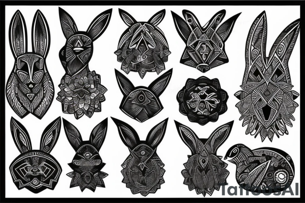 black tribal rabbit tattoo idea