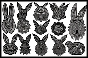 black tribal rabbit tattoo idea