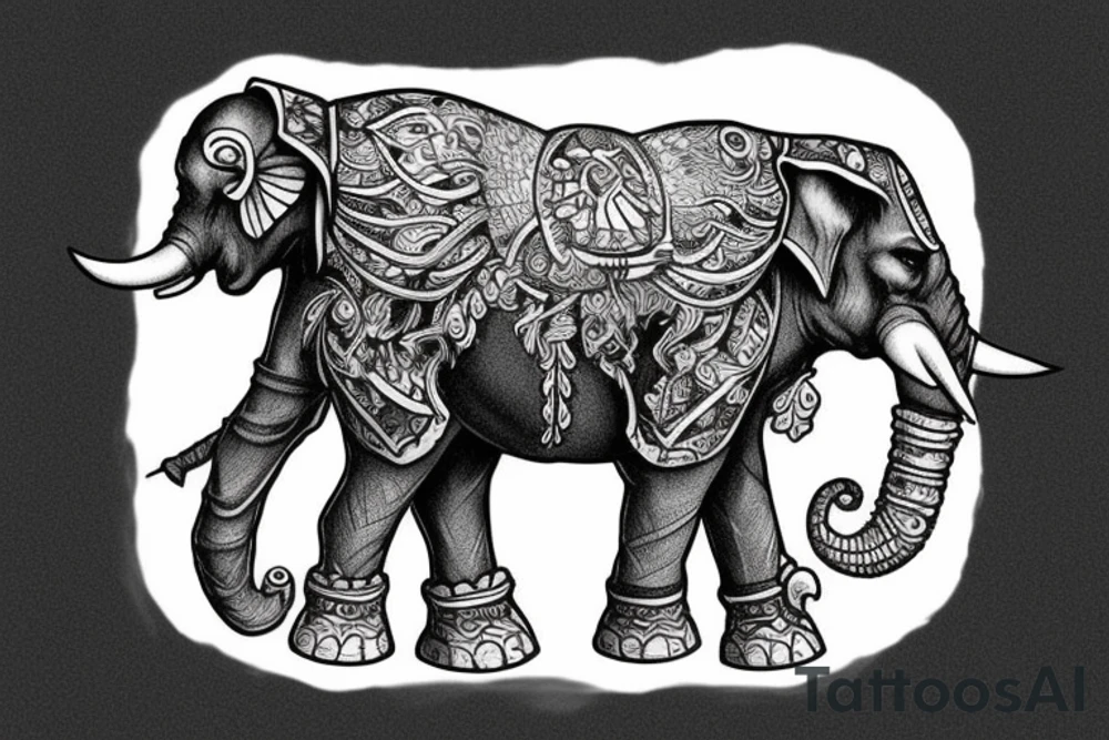 necromancer riding a war elephant tattoo idea