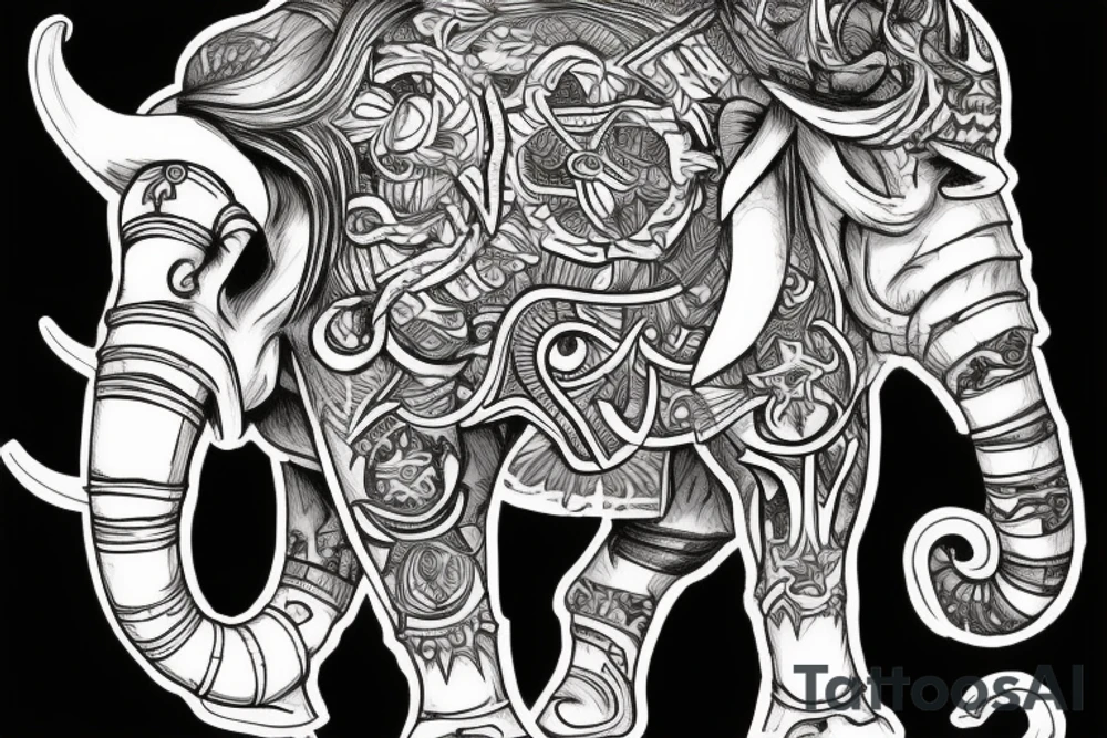 necromancer riding a war elephant tattoo idea