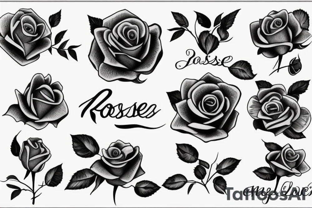 Roses with names tattoo idea