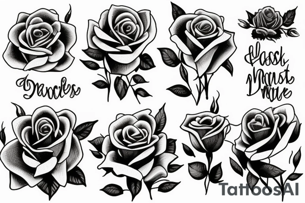 Roses with names tattoo idea