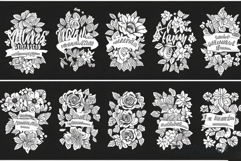 Flowers with names tattoo idea