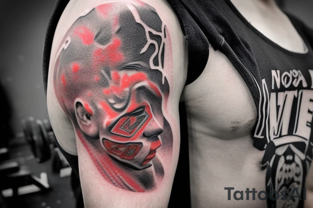 The design features a muscular arm flexing, with the words "No Pain, No Gain" written above it in bold, block letters. The arm is surrounded by barbells, dumbbells, and other weightlifting equipment, with sweat drops and veins popping out to give the tattoo a realistic and gritty feel. The tattoo is designed to inspire and motivate the wearer to push themselves to their limits and never give up, even when the going gets tough. tattoo idea