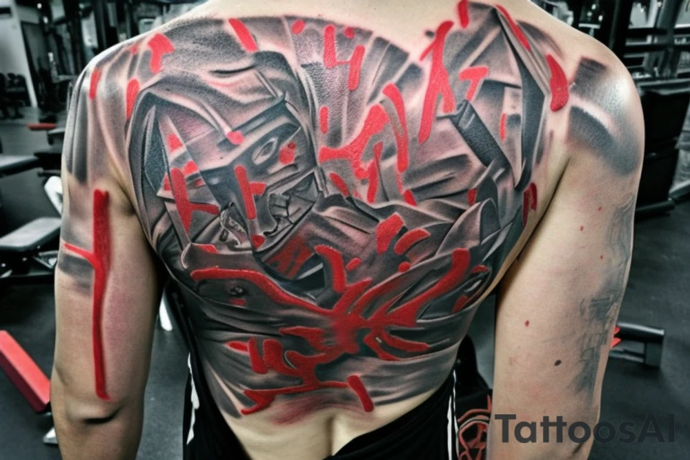 The design features a muscular arm flexing, with the words "No Pain, No Gain" written above it in bold, block letters. The arm is surrounded by barbells, dumbbells, and other weightlifting equipment, with sweat drops and veins popping out to give the tattoo a realistic and gritty feel. The tattoo is designed to inspire and motivate the wearer to push themselves to their limits and never give up, even when the going gets tough. tattoo idea