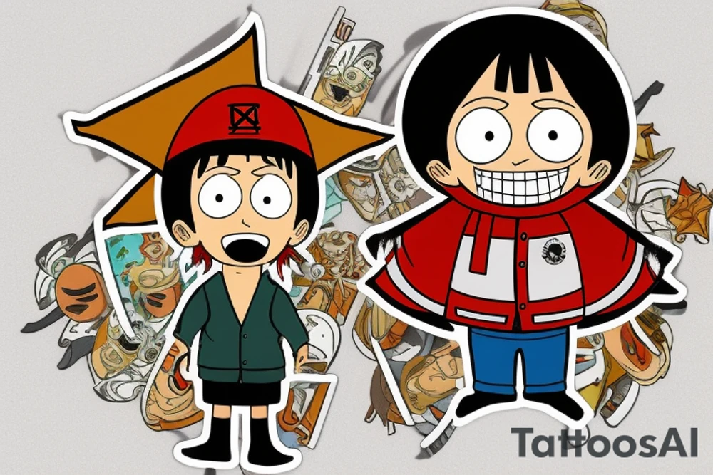 Randy Marsh from South Park dressed in Roanoa Zoro’s robes from One Piece tattoo idea