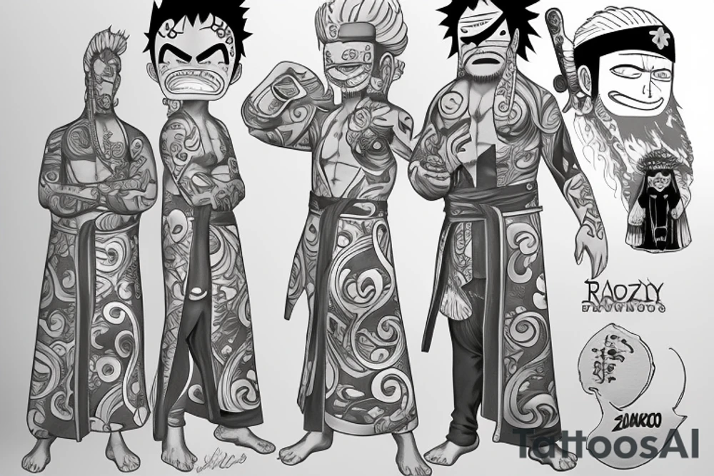 Randy Marsh dressed in Roanoa Zoro’s robes from One Piece tattoo idea