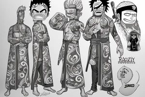 Randy Marsh dressed in Roanoa Zoro’s robes from One Piece tattoo idea
