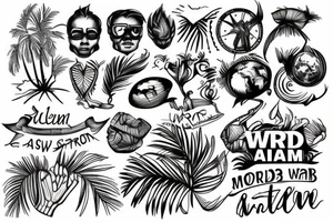 micro realism with a world in a palm tattoo idea