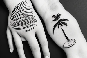minimalist with a world in a palm tattoo idea