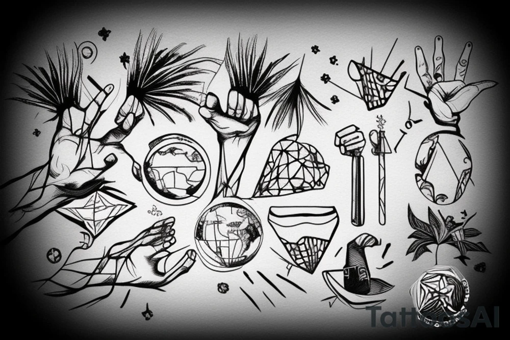 minimalist with a world in a palm of a hand tattoo idea