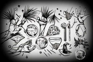 minimalist with a world in a palm of a hand tattoo idea