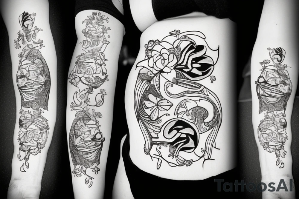 An artistic tattoo that is a combination of the letters 'P', 'P', 'R', 'S'. And symbolises that they always stick together tattoo idea