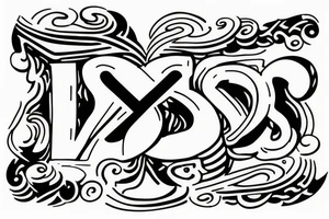 An artistic yet minimalist tattoo that is a combination of the letters 'P', 'P', 'R', 'S'. And symbolises that they always stick together tattoo idea