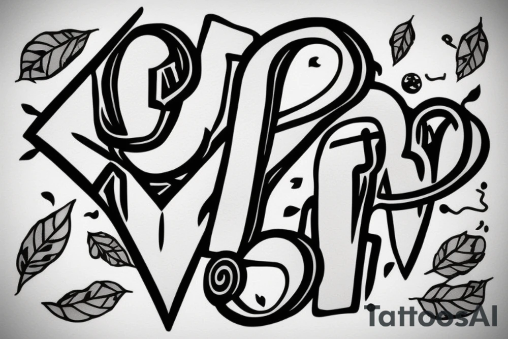 An artistic yet minimalist tattoo that is a combination of the letters 'P', 'P', 'R', 'S'. And symbolises that they always stick together tattoo idea