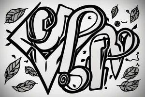 An artistic yet minimalist tattoo that is a combination of the letters 'P', 'P', 'R', 'S'. And symbolises that they always stick together tattoo idea
