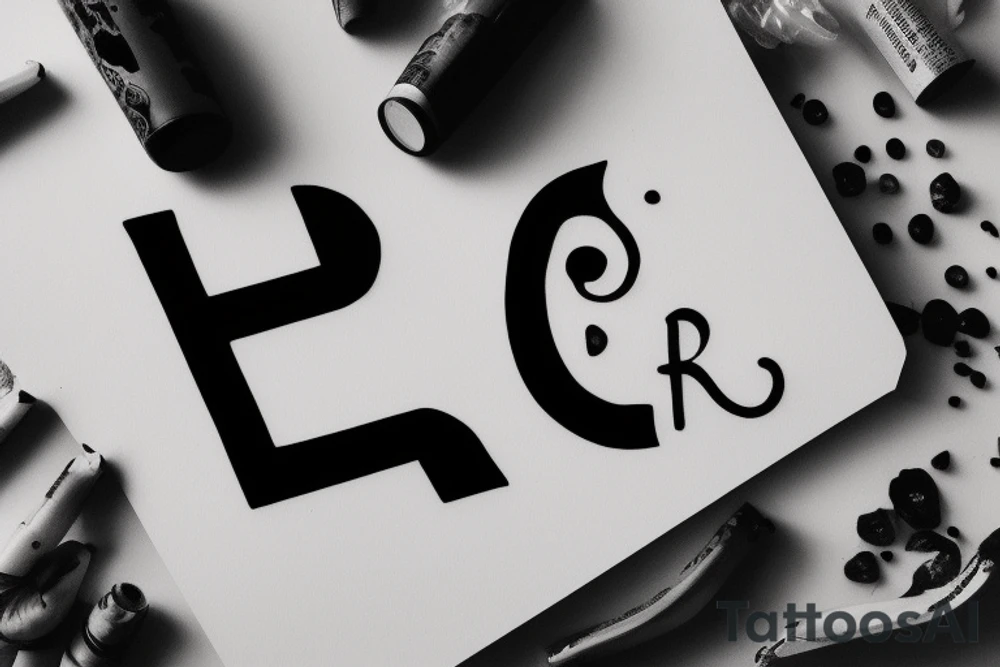 An artistic yet minimalist tattoo that is a combination of the letters 'P', 'P', 'R', 'S'. And symbolises that they always stick together tattoo idea