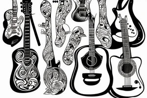 Guitar tattoo with a sunset tattoo idea