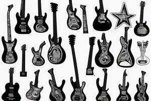 Guitar tattoo with a sunset tattoo idea