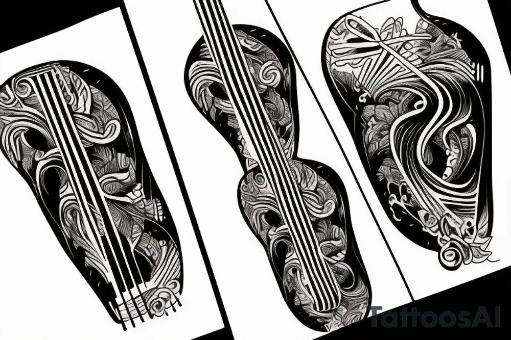 Guitar tattoo with a sunset tattoo idea
