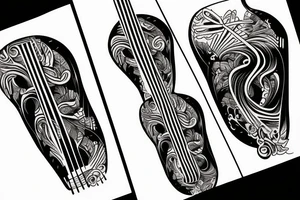 Guitar tattoo with a sunset tattoo idea