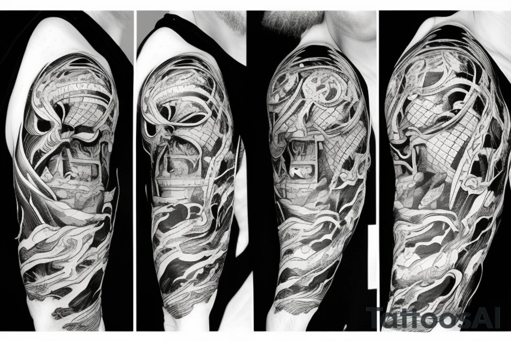 Apocalypse shoulder piece tattoo idea