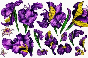 A single open eye with a purple and yellow galaxy iris tattoo idea