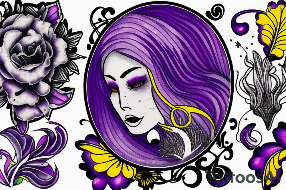 A single open eye with a purple and yellow galaxy iris tattoo idea