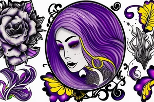 A single open eye with a purple and yellow galaxy iris tattoo idea
