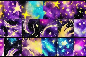 A purple and yellow galaxy eye tattoo idea