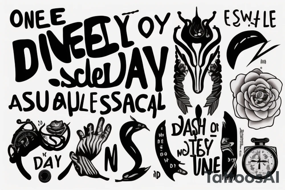 An imagem related to the phrase One day is acceptable to suffering, two days never" tattoo idea