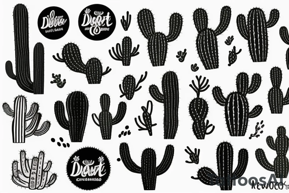 Dessert mountains cactus tattoo idea