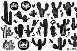 Dessert mountains cactus tattoo idea