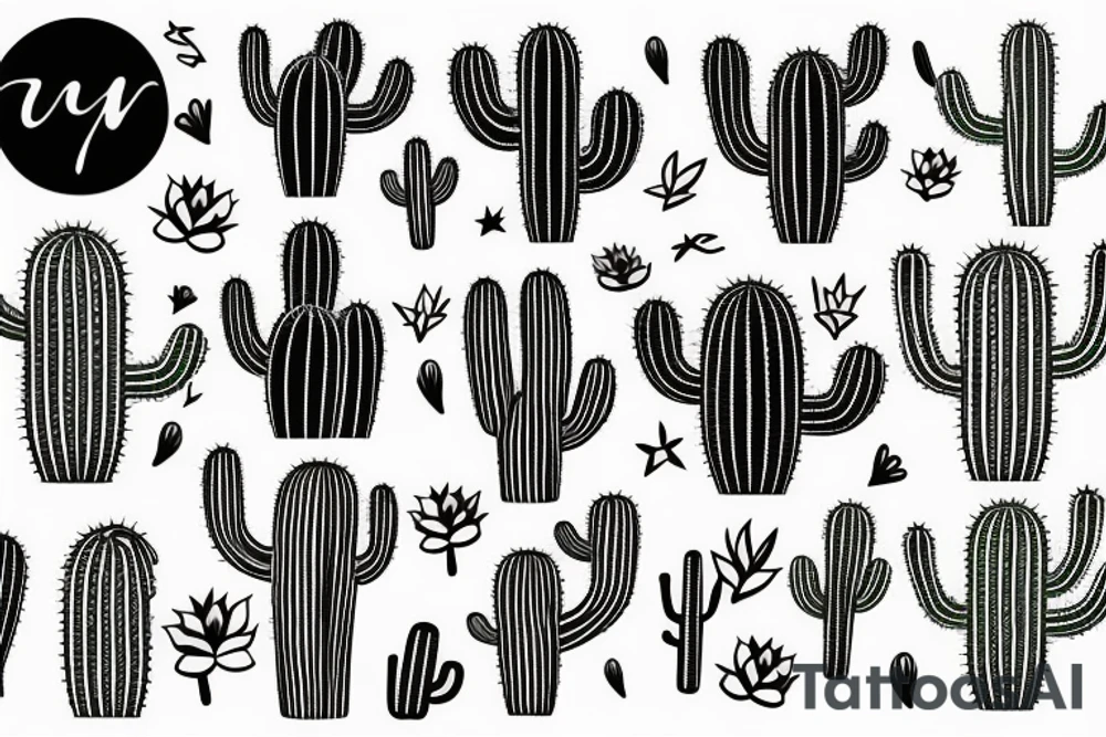 Dessert mountains cactus tattoo idea