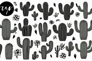 Dessert mountains cactus tattoo idea